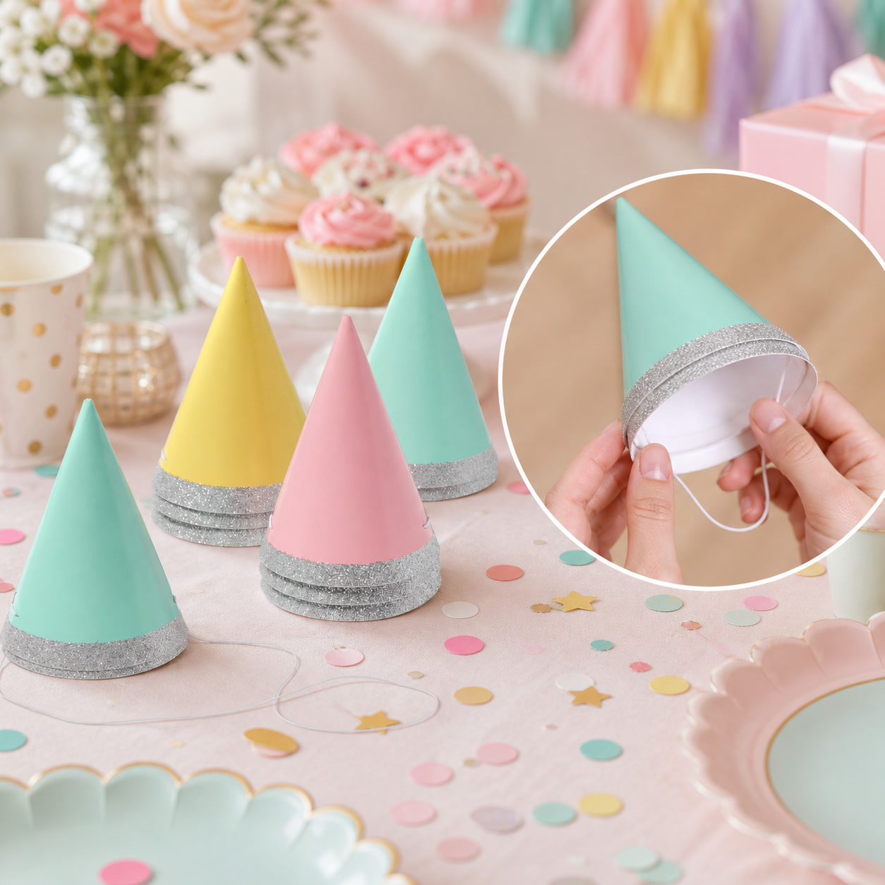 Party Hat Cone - 10 Chapéus de Festa Mini com