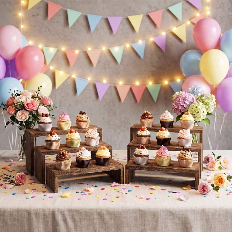 Cupcake Stand Tier - Suporte de madeira para exposição com