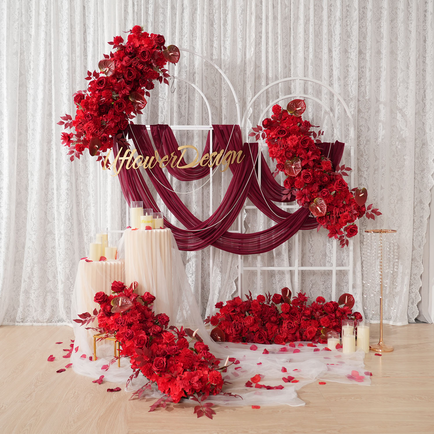 Uflower flor vermelha linha ar - Flower Wall Panel avaliação e preço