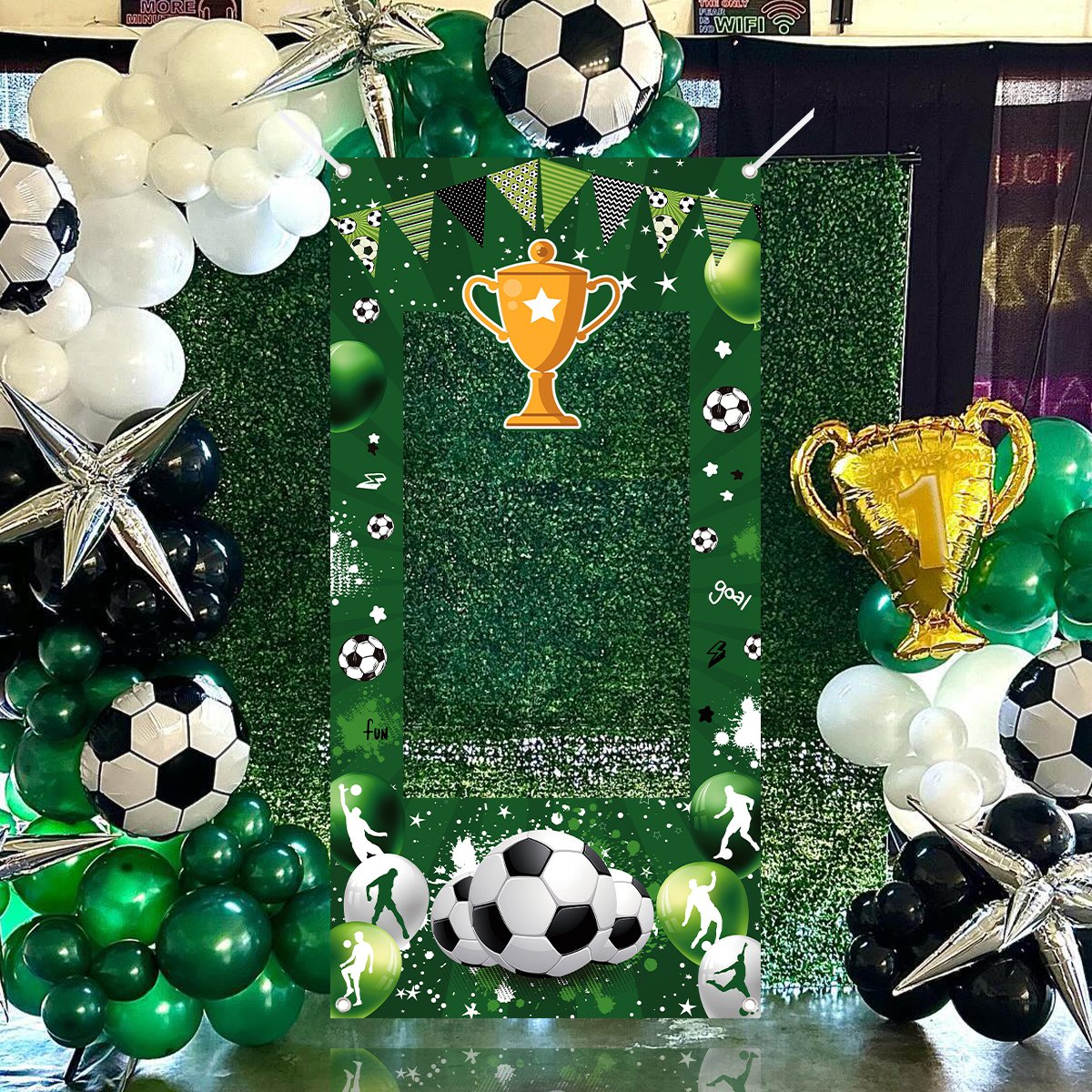 1pc verde futebol decorativo p - Photo Booth Frame avaliação e preço