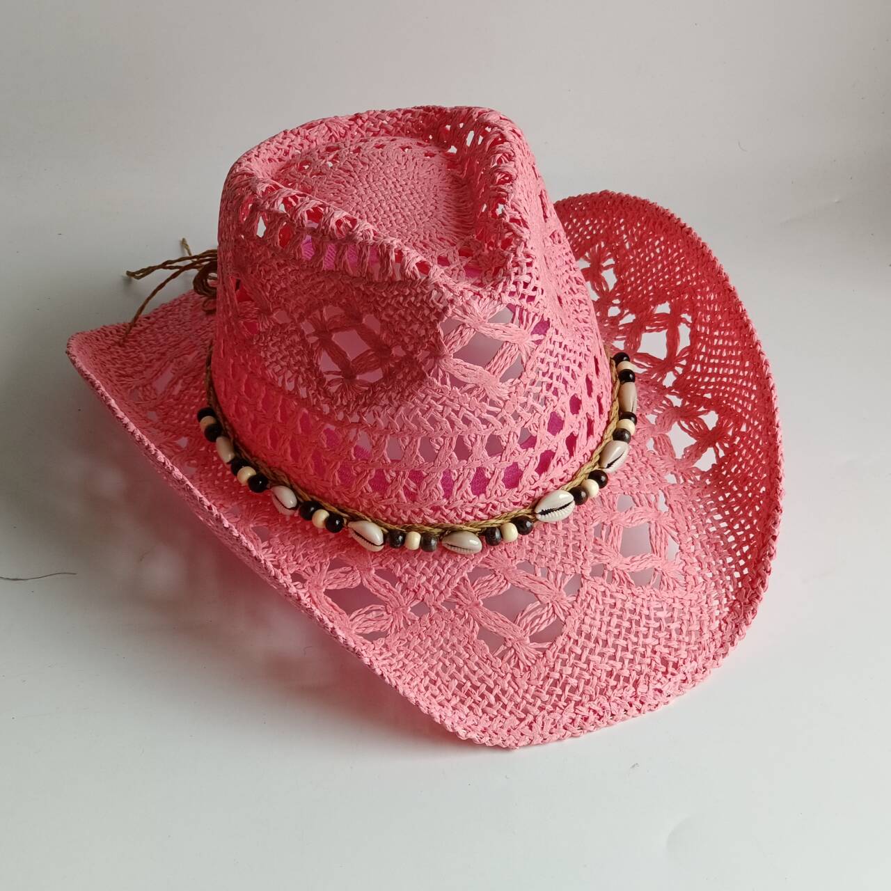 Chapéu de palha rosa estilo co - Paper Straw Color avaliação e preço
